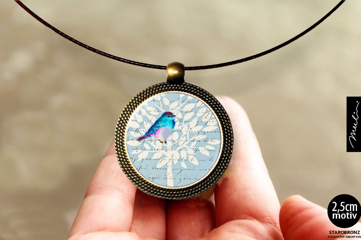 Modrý ptáček - přívěsek na krk