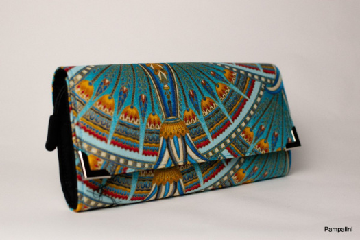 Velká peněženka na dvě měny - Ornamenty modré