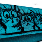 Vyšívaná peněženka - Tři kočky na tyrkysu