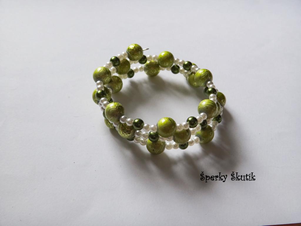 NR0021 - Zeleno-bílý náramek