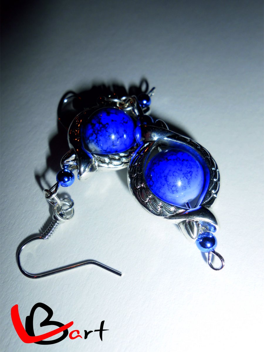 Náušnice - Ozdobný kruh s kraklovaným korálkem NUO38