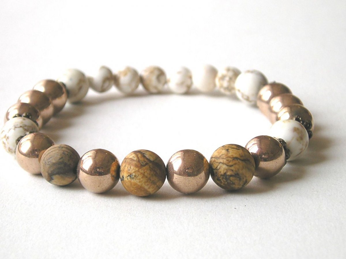 Náramek z jaspisu, hematitu a howlitu