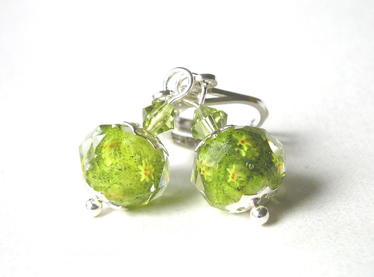 Náušnice Flower...zelená