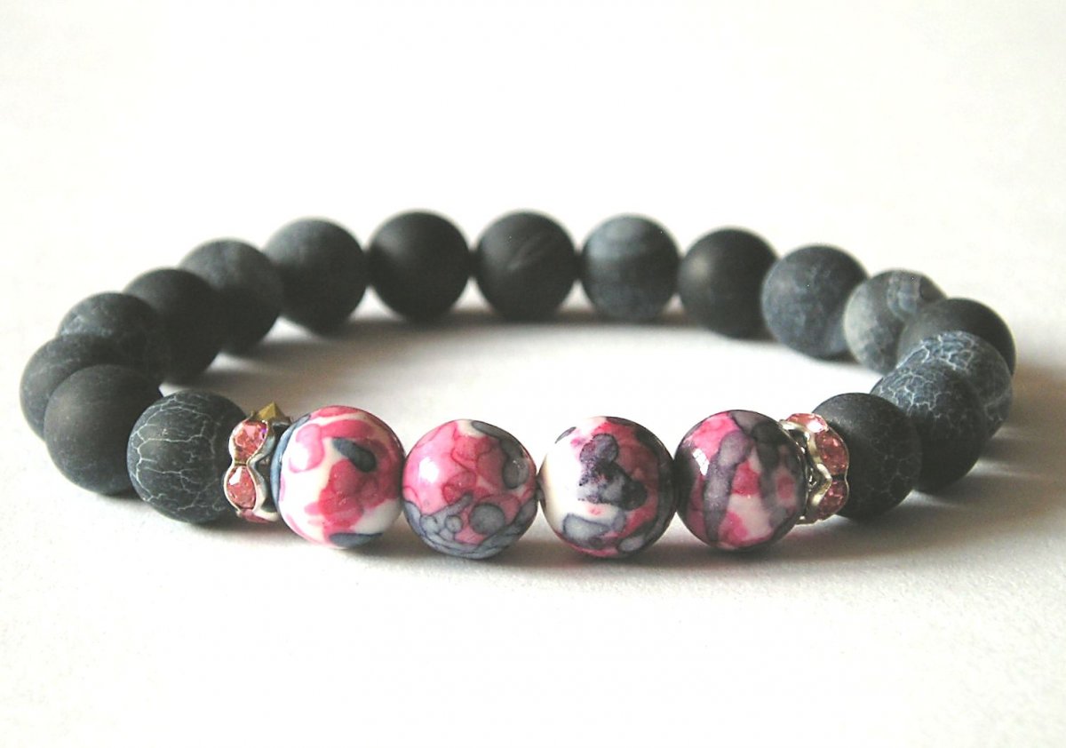 Náramek z mořského nefritu a achátu