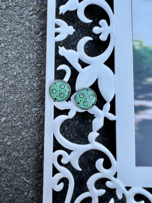 Náušnice - zelené puntíky