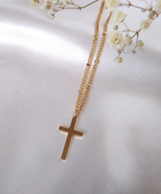 Retiazka s krížikom z pozlátenej chirurgickej ocele