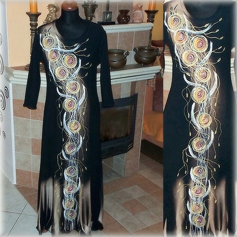 Šaty malované,M,L,XL,XXL-vel. na Vaše přání