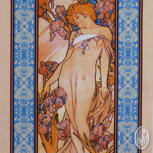 SLEVA - látkový panel Alfons Mucha - Kosatec