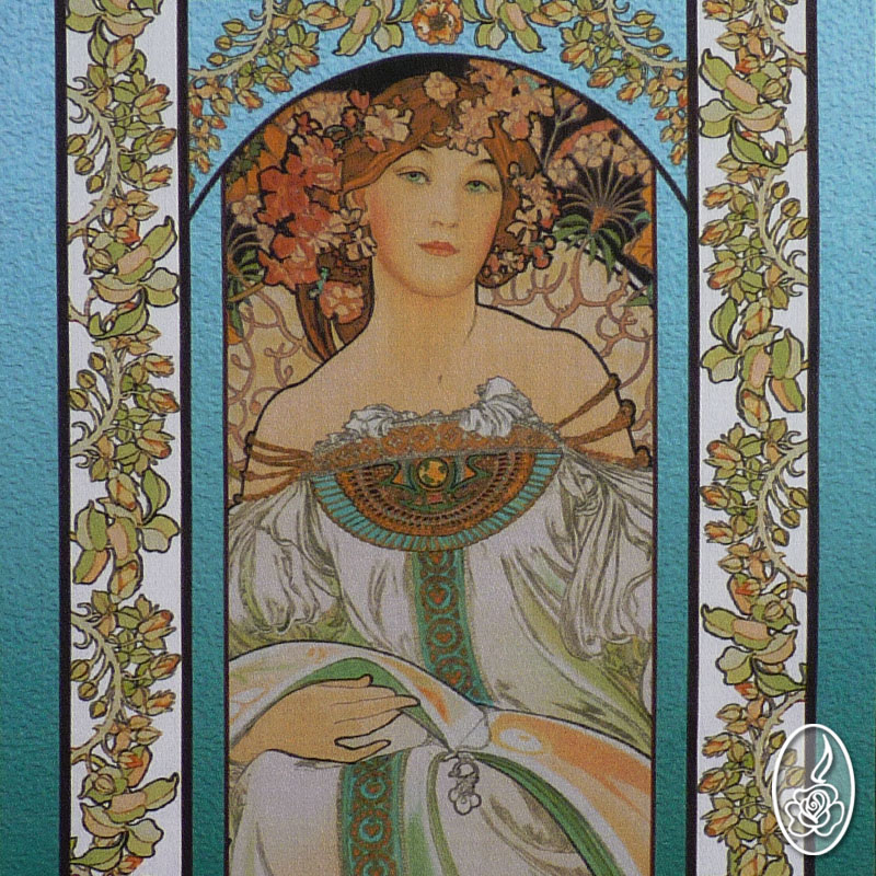 Látkový obraz Alfons Mucha - Snění tyrkys