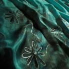 Květy - tyrkysovozelená hedvábná šála