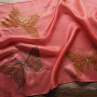 Listy - hnědorůžová hedvábná šála