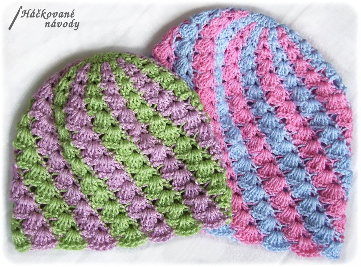 Háčkovaná dvoubarevná spirálková čepička - návod