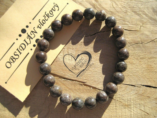 Náramek Obsidián vločkový 8mm