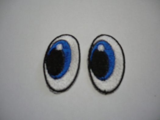 Vyšívané oči ovál modré 4cm 1 pár