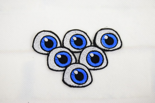 Vyšívané oči 3,5x3cm modré 1 pár