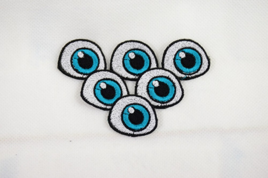 Vyšívané oči 3,5x3cm petrolejové 1 pár