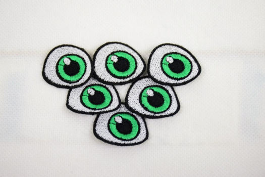 Vyšívané oči 3,5x3cm zelené 1 pár