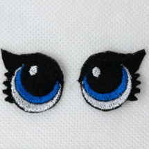 Vyšívané oči modré na panenky 2,8 cm