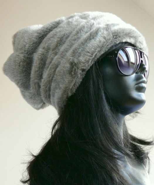 Oversized Hipster Hat/Grey/FakeFur