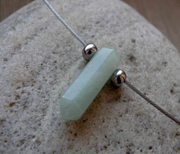 Náhrdelník - Nerez + zelený avanturin