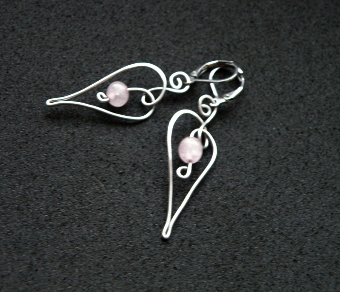 Naušnice - Valentýnská srdíčka s růženínem