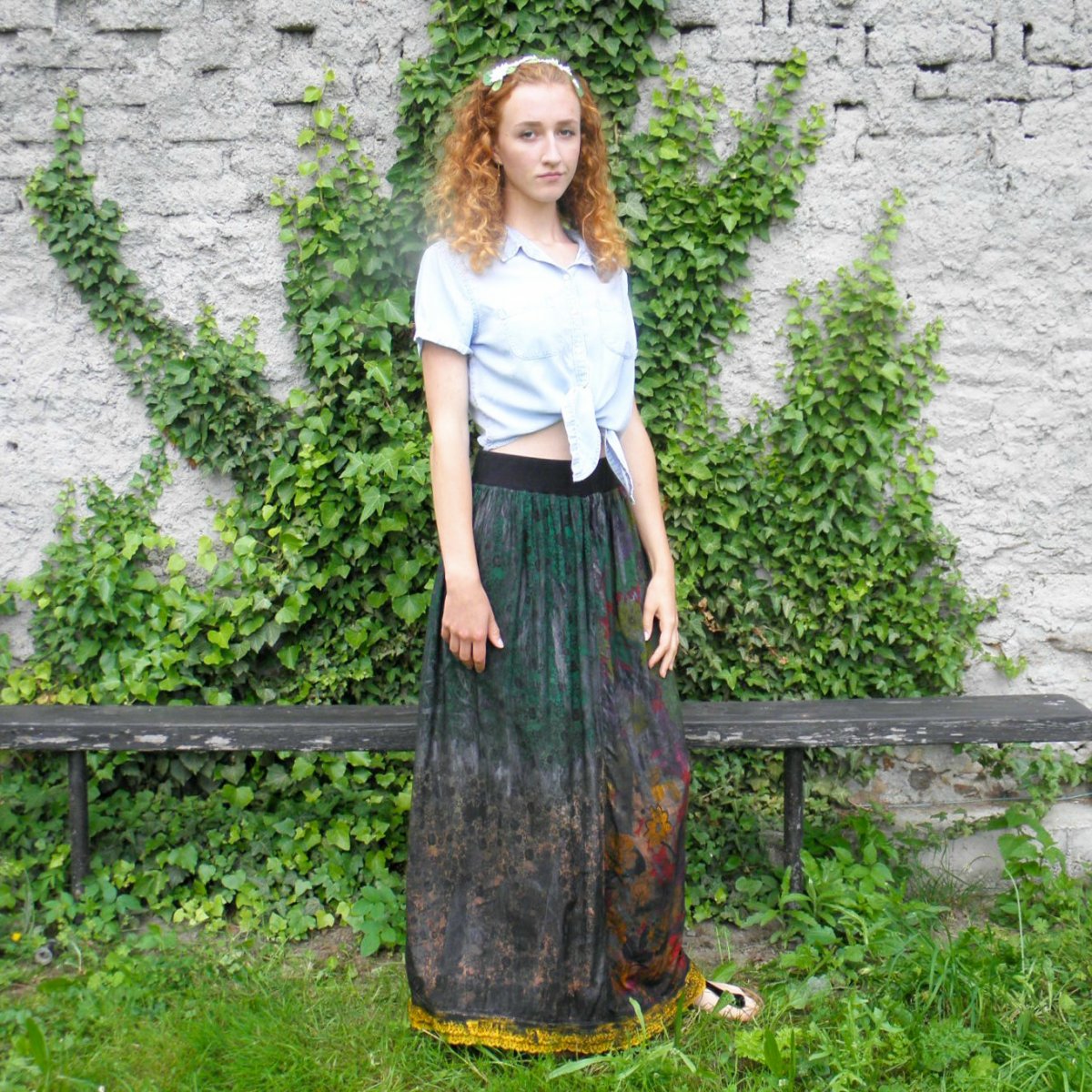 Maxi sukně s rozparkem S-M