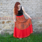 Maxi sukně volánová, cihlovo-červená