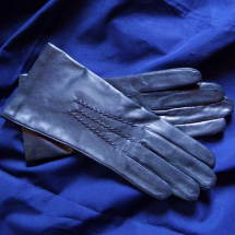 Modré kožené rukavice s hedvábnou podšívkou
