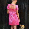Růžové plátěné šaty S-M