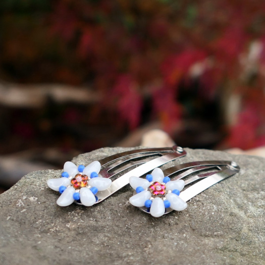 Květka - sponka do vlasů - modrá