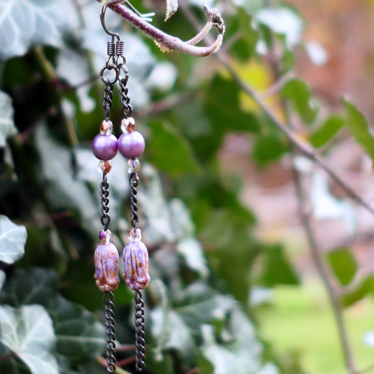 Visací - Fialové  - náušnice