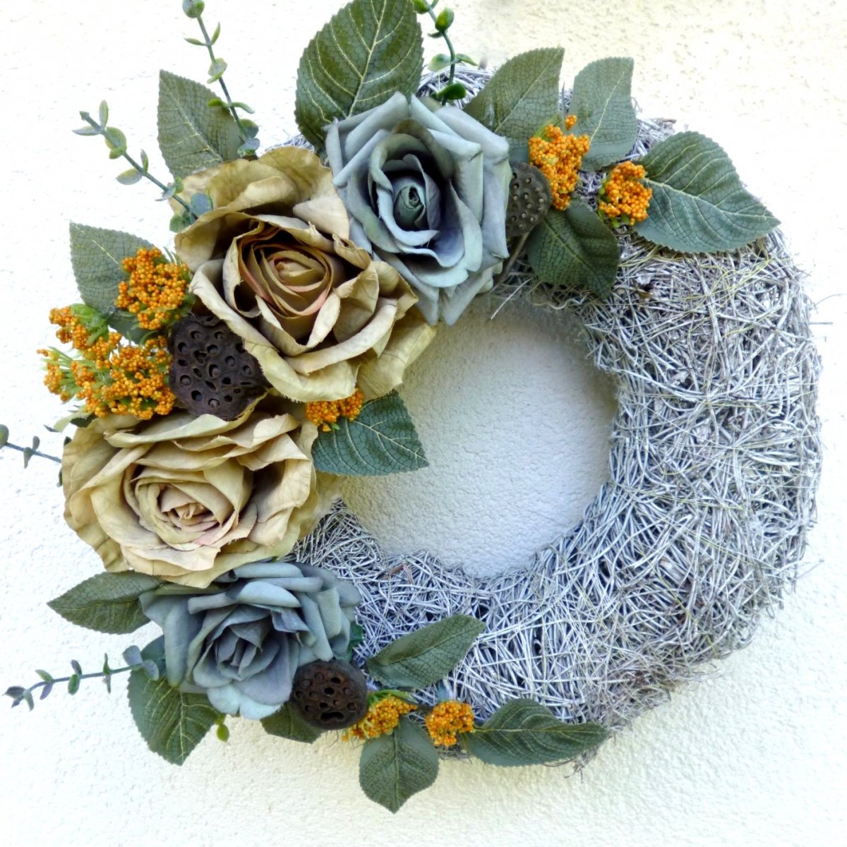 Podzim s trochou nostalgie_ věnec na dveře