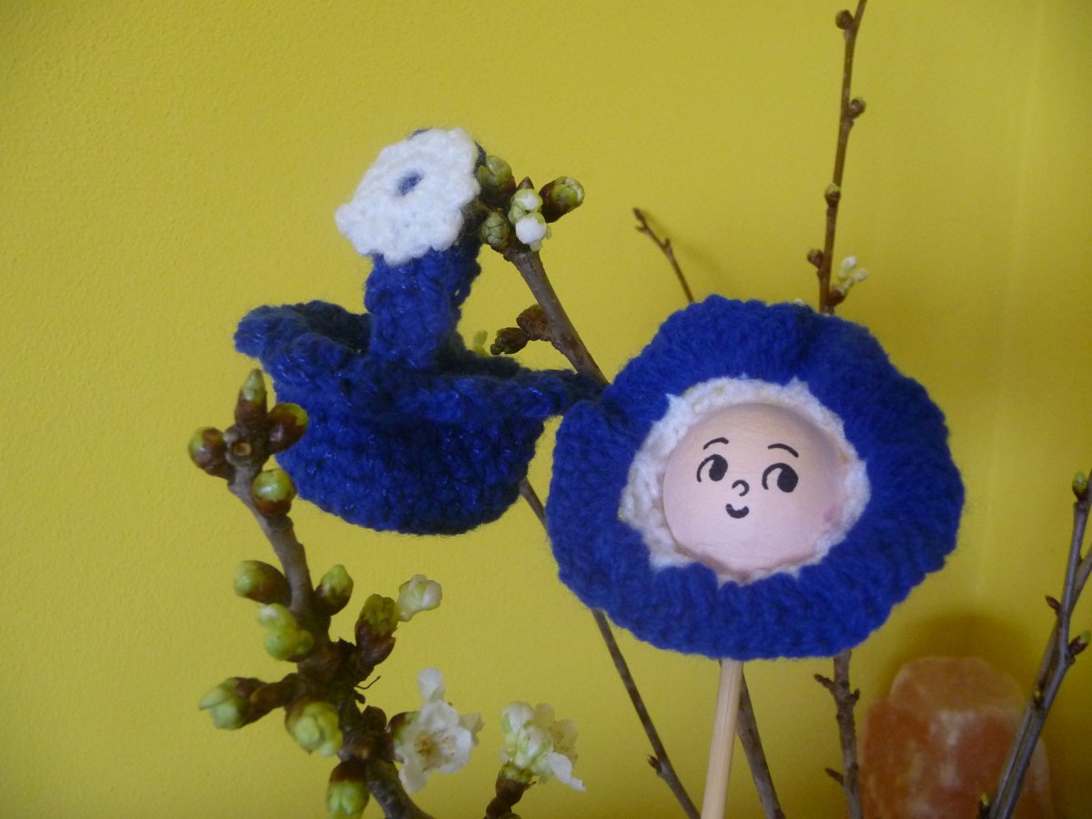 Kytičková panenka a košíček-sada tmavěmodrá