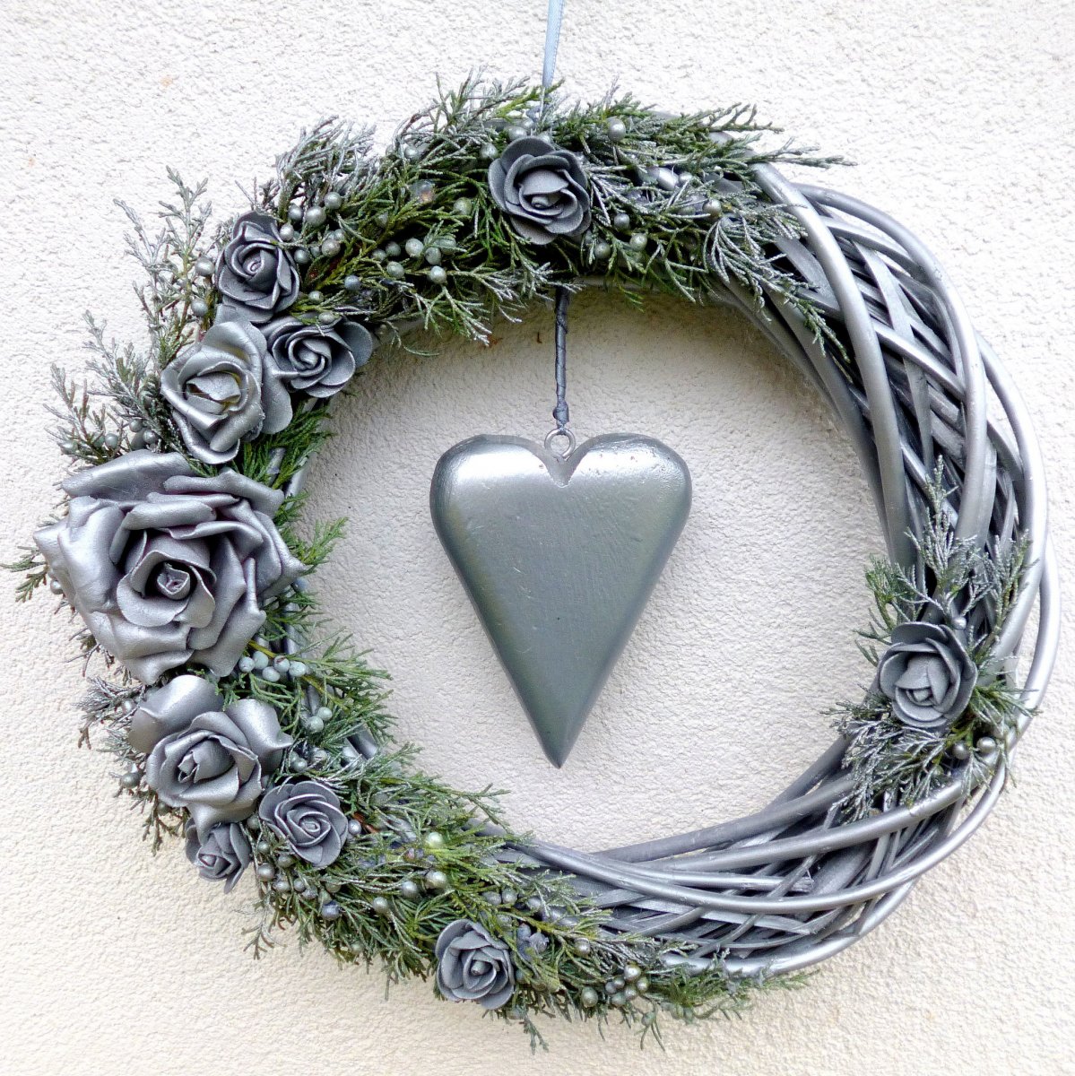 Velký rustikální věnec v antik laku se srdcem