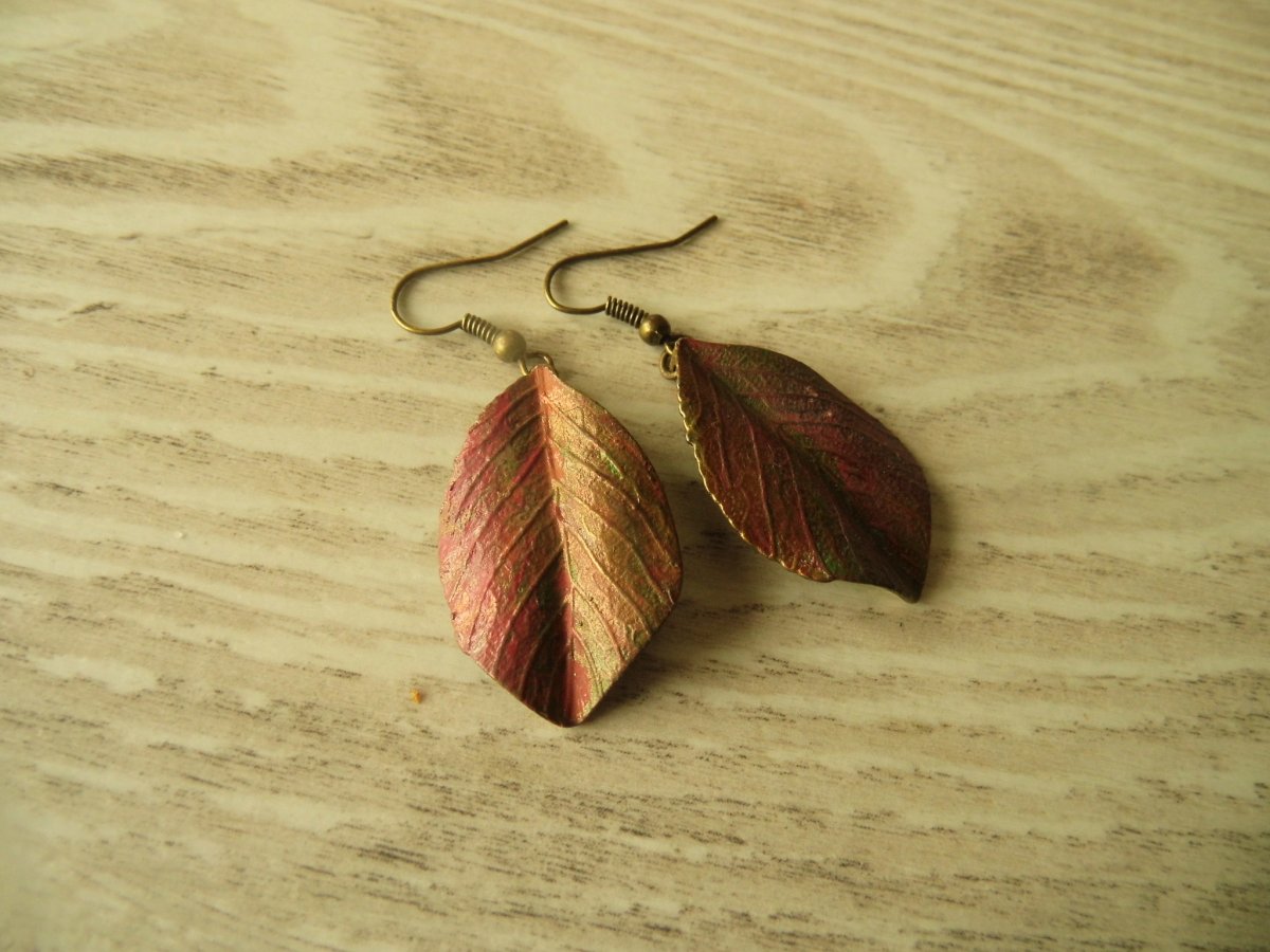 náušnice listek - patina...