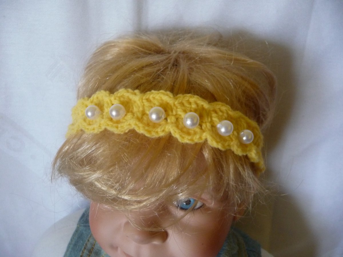 Čelenka žlutá s perličkami