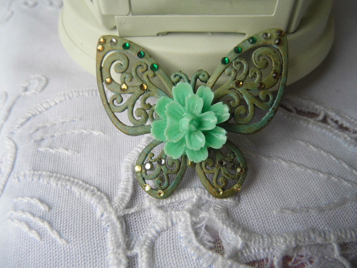 Motýl s patinou - brož