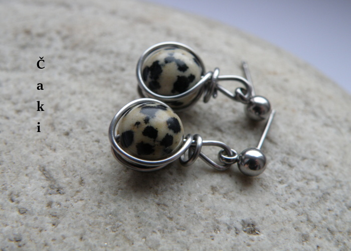 Jaspis - dalmatin- naušnice napichovátka