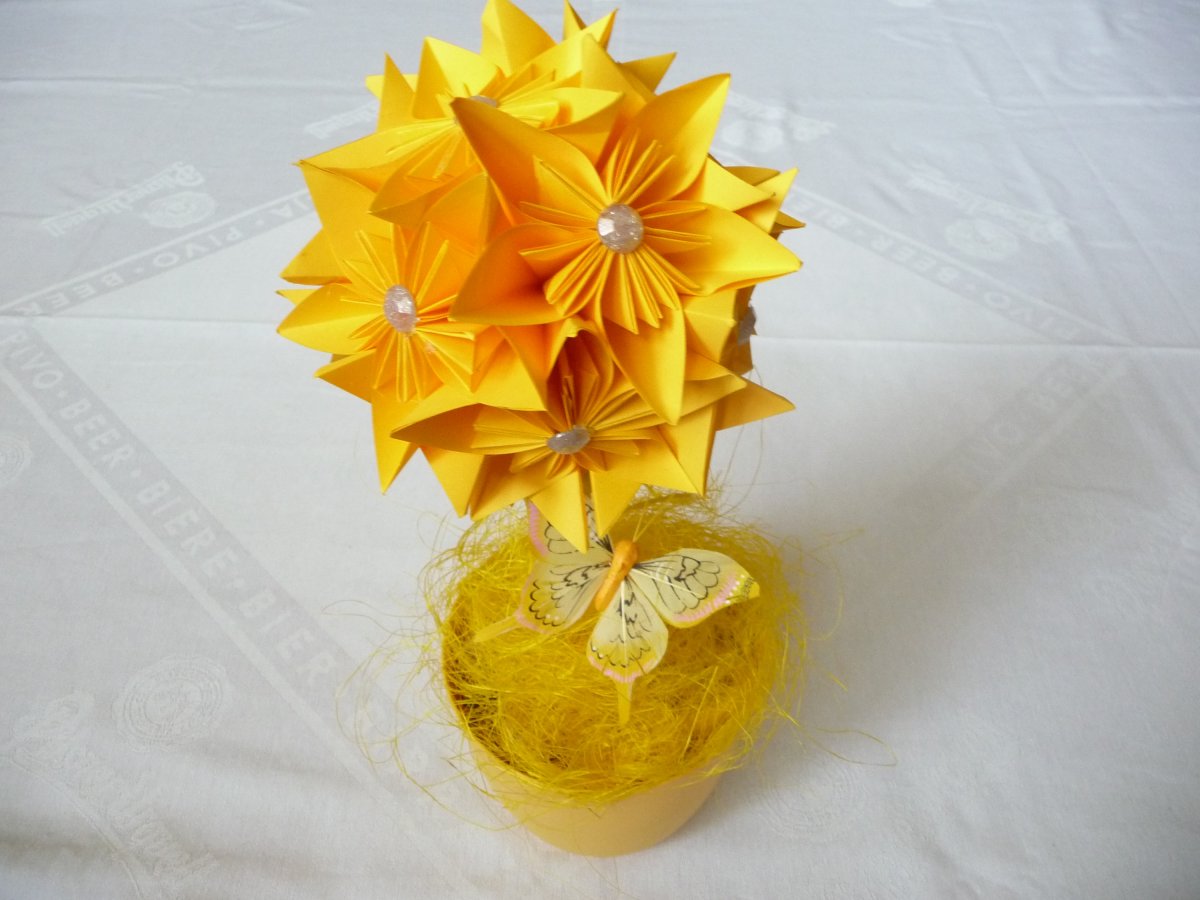 Kusudama stromek-žlutý