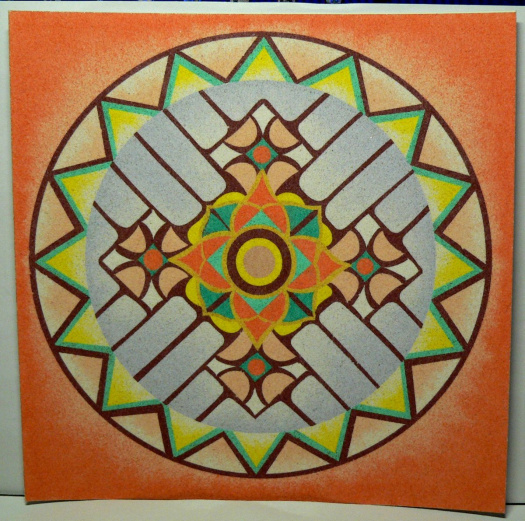 písková mandala 10 - lapač snů