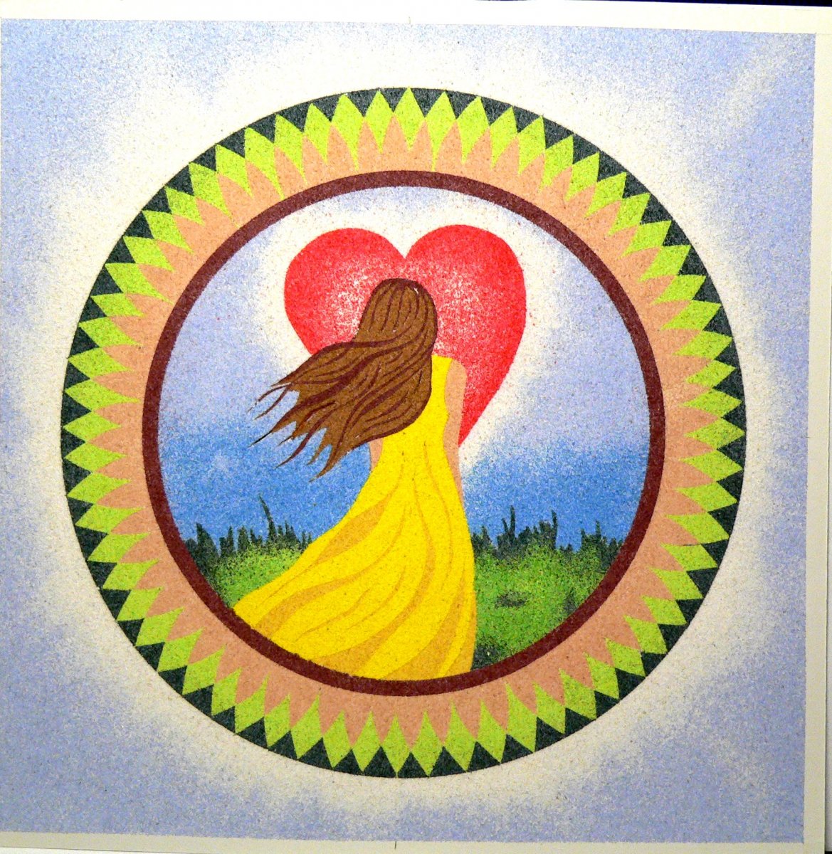 autorská písková mandala 3 - lásky