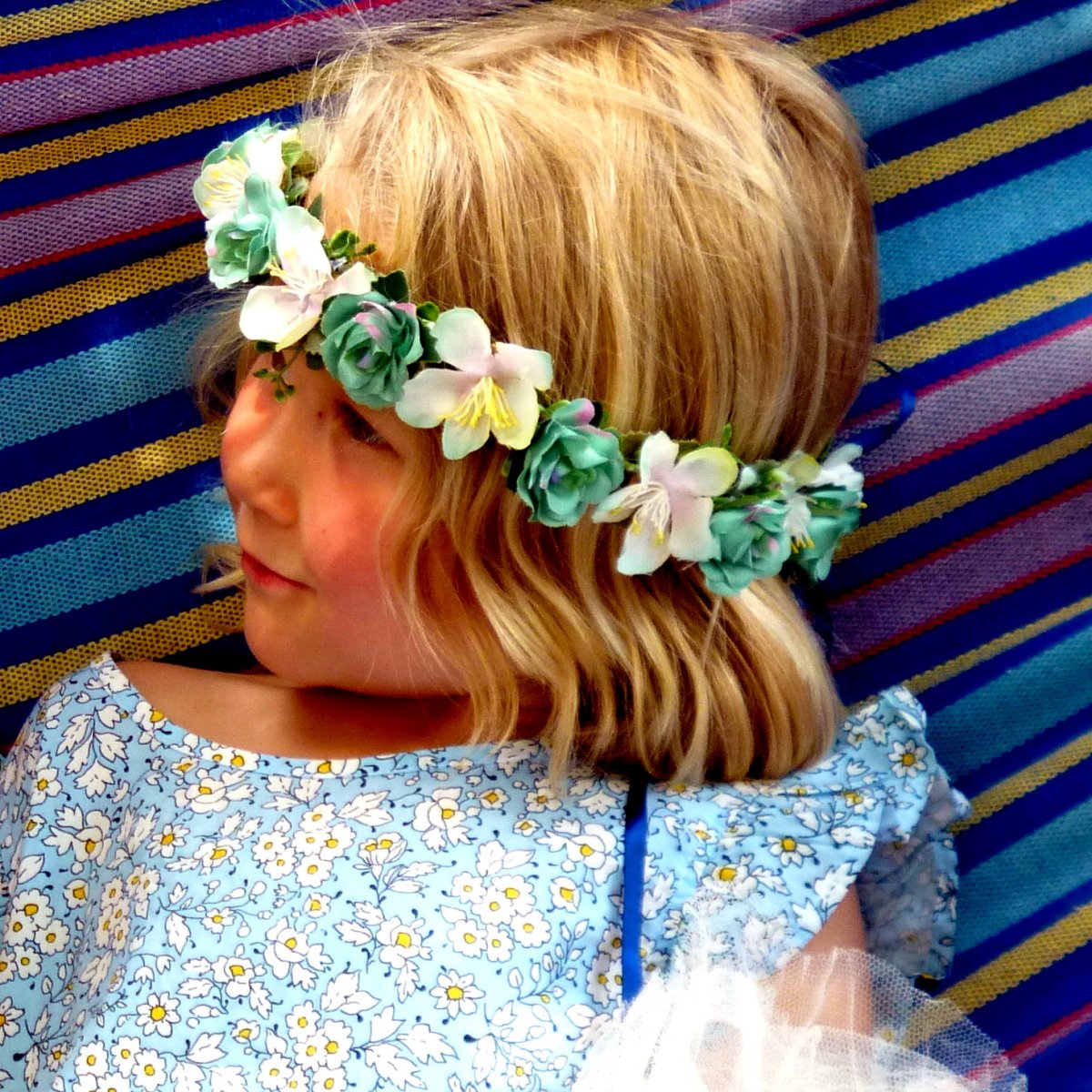 Malá mořská víla_květinový věneček do vlasů