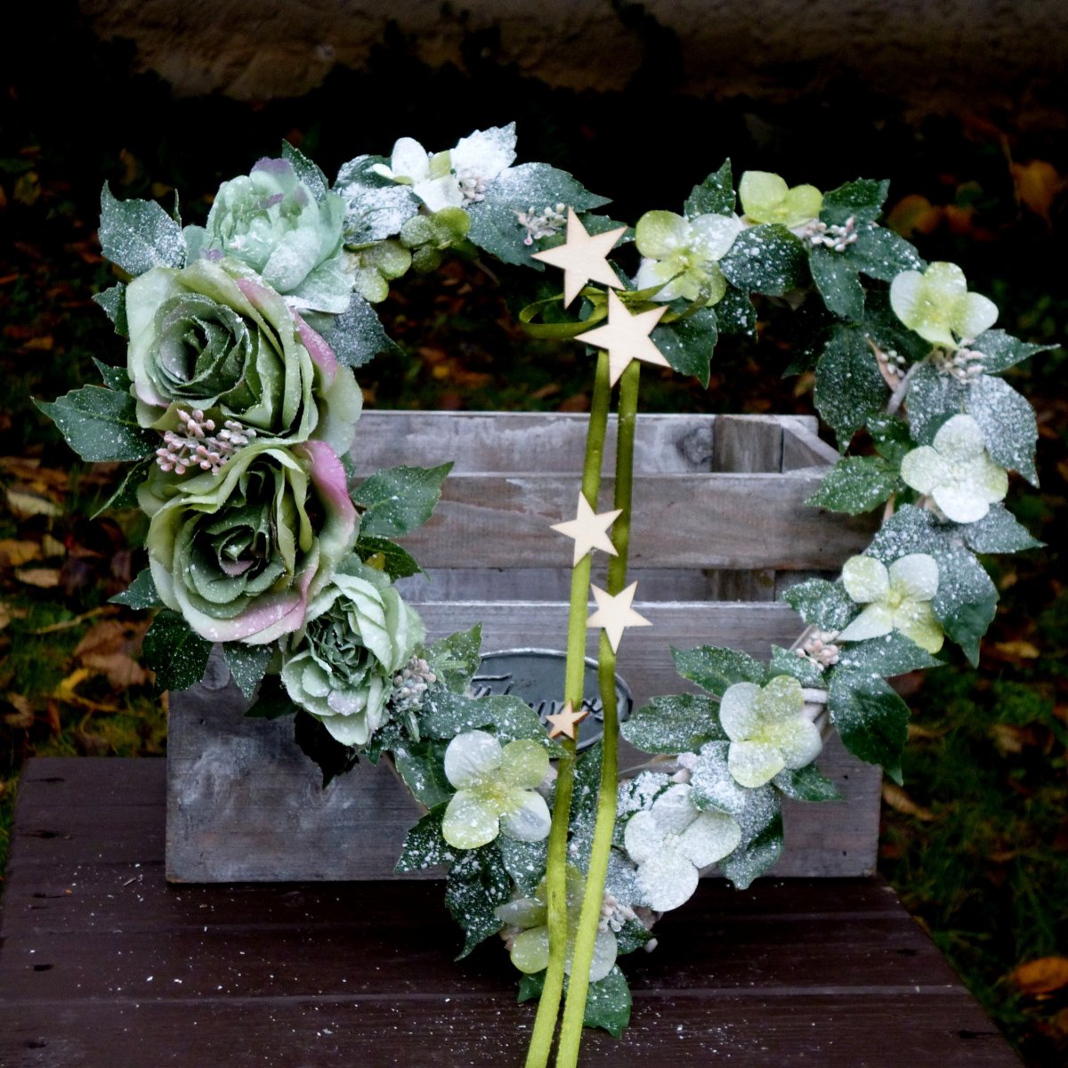 Pod hvězdami_ proutěné srdce zelené 30 cm