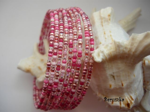 Paměťový náramek - růžový matný mix