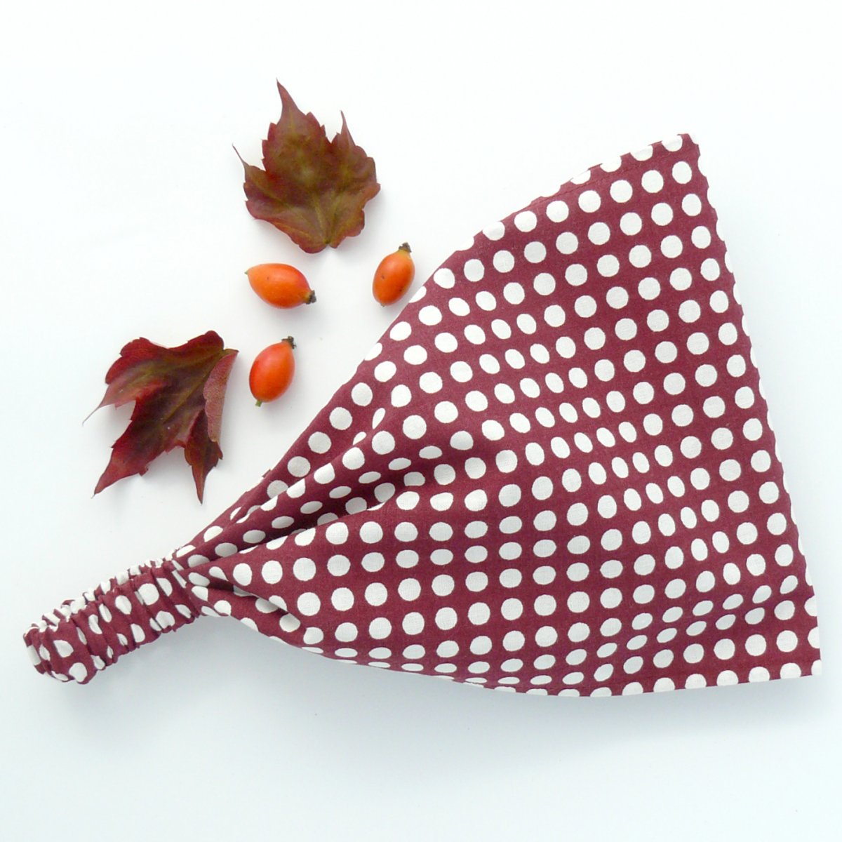 Látková čelenka - vínové puntíky