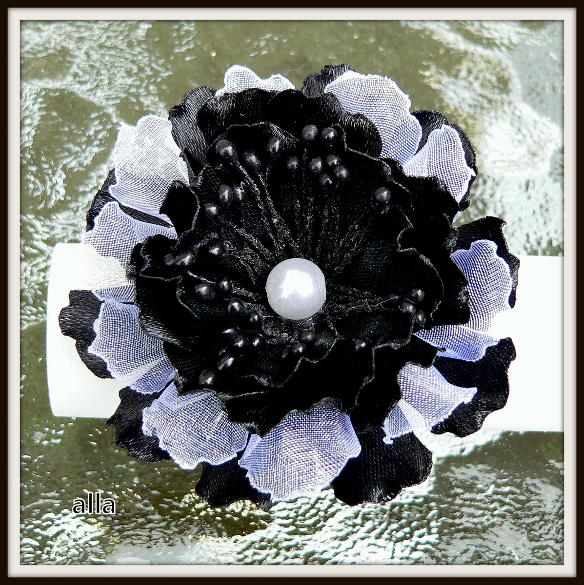 gumička do vlasů - 2 - černobílá