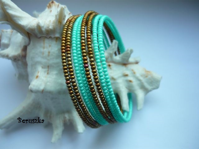 Paměťový náramek - tyrkys s bronzem