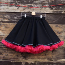 FuFu sukně černá s lemem a s pink spodničkou