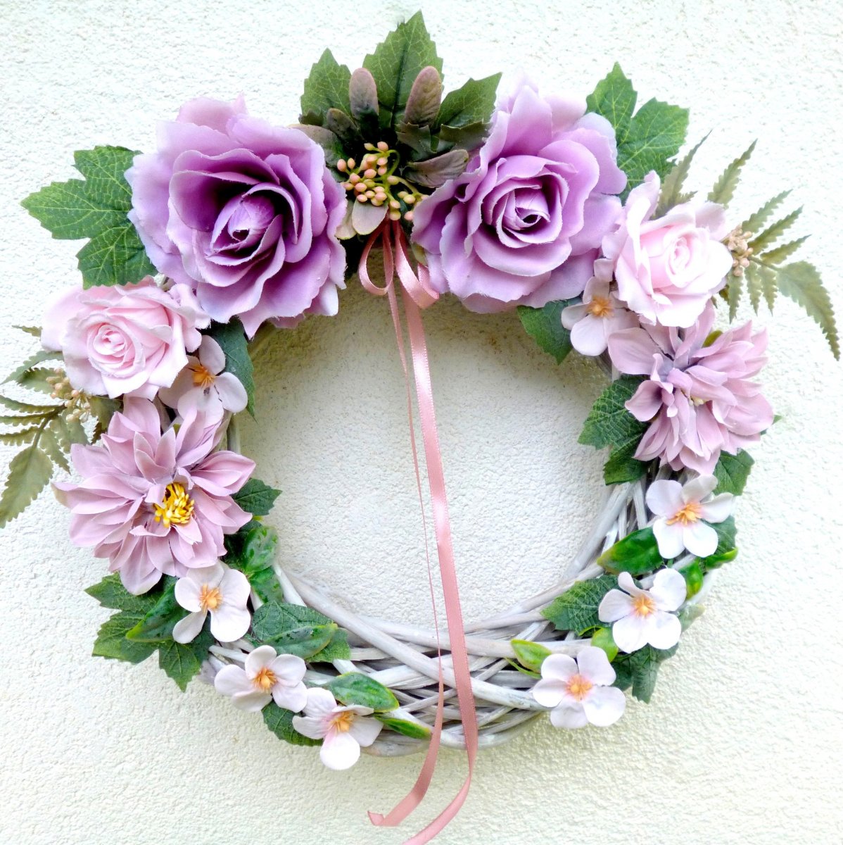 Díky za každé nové ráno_ věnec v růžových odstínech