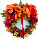 Věnec s ohnivými pivoňkami a hortenzií_30 cm